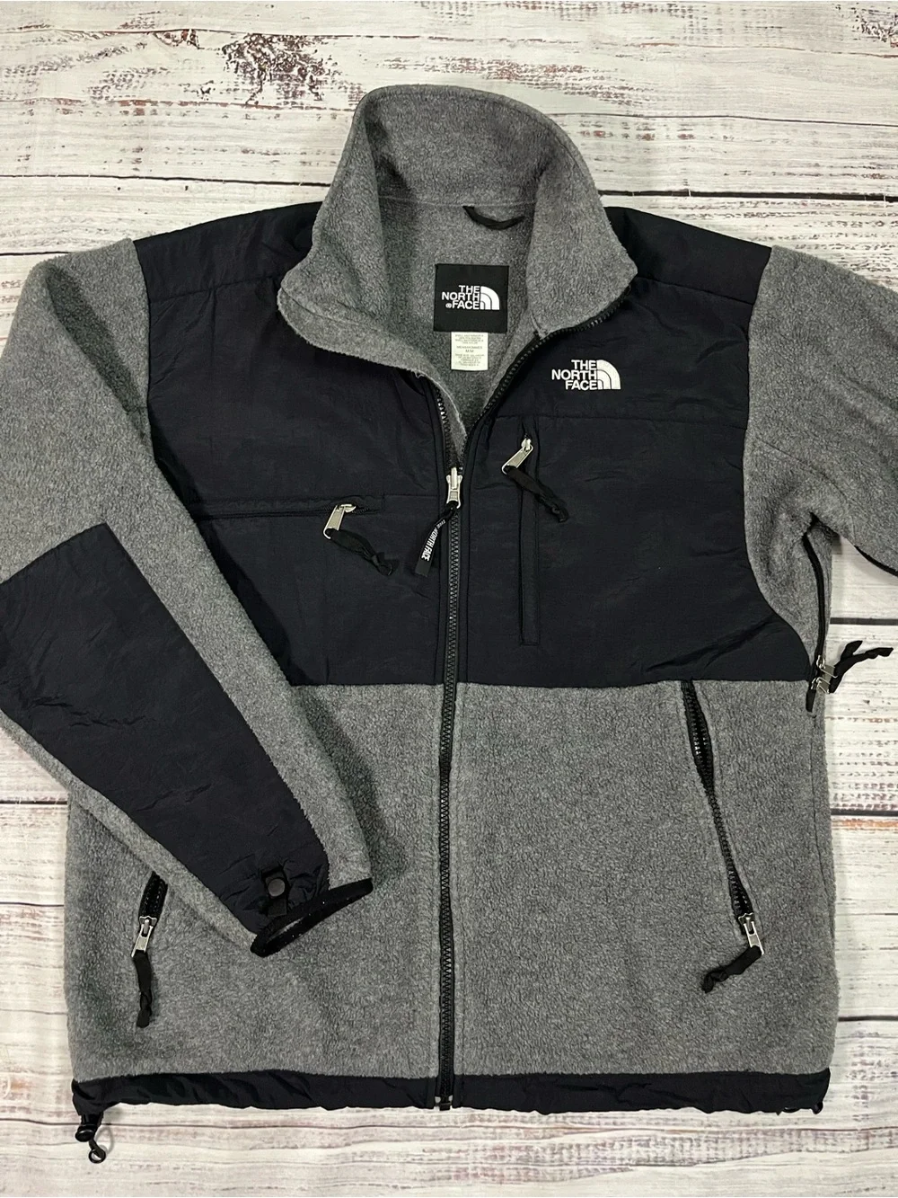 The North Face Vintage Men's Denali Fleece Jacket Full zip Size M Black & Gray